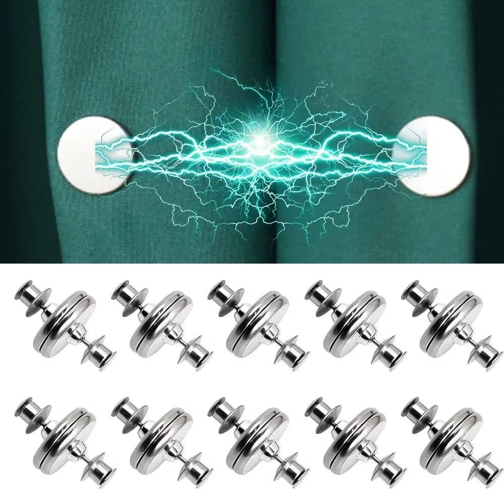 10Pairs Nail-free Magnetic Button Clips Strong Magnetic Magnetic Hook  Household Use