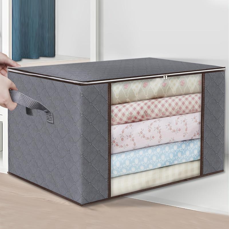 1Pc Portable Large Capacity Quilt Storage Bags Quilted Clothes Organizer with Visual Window, Perfect Home Finishing Storage Bag