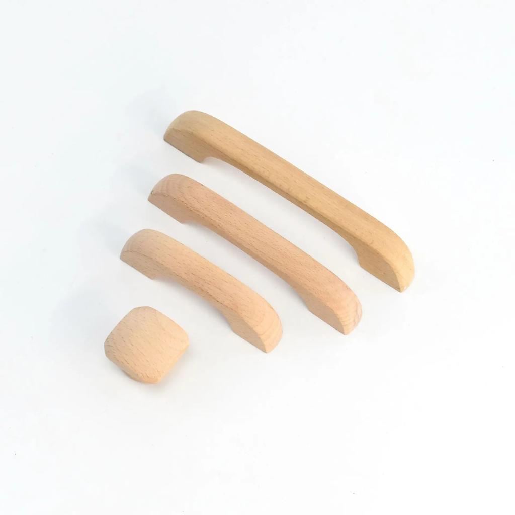 Puxadores de madeira de faia para armários de cozinha, gavetas e portas de móveis. Feitos de madeira maciça, esses puxadores são ideais para portas e gavetas de armários.