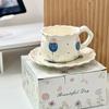 Handbemalte Tulpen-Kaffeetasse Untertasse kreatives Kaffeetassen-Untertassen-Set Nachmittagstee hochwertiger Keramikbecher Damen-Wasserbecher