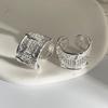 925 Sterling Silver Rings for Women Couple Minimalist Handmade Simple Hollow Wide Ring Fine Jewelry Gift Prevent Allergy