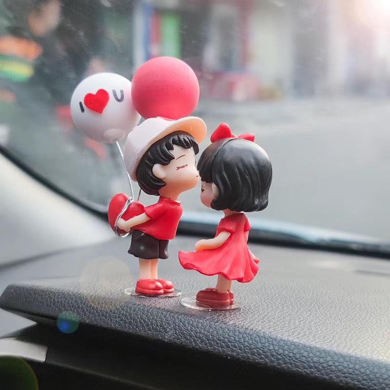 Adorable Car Couple Ornaments - Cute Interior Center Console Decor & DIY Desktop Accessories