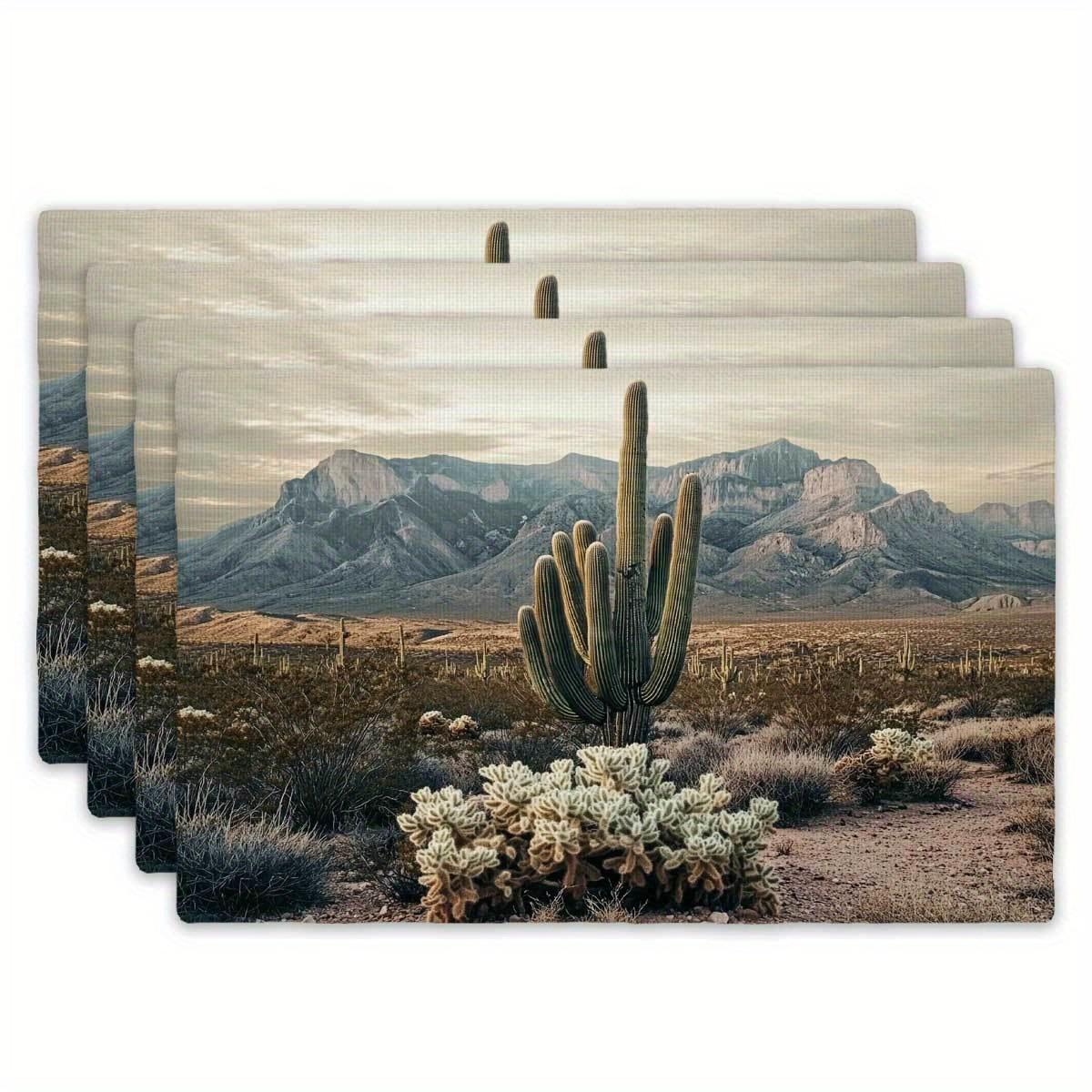 

4pcs Cactus Mountain Wilderness Theme Placemats, Rectangular Kitchen Table Mats (12 x 18 ), Perfect for Holiday Gatherings, Bir 30x45cm-4PC