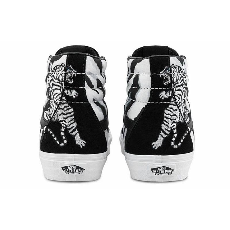 Vans Sk8-Hi Reissue Tiger Embroidery Tiger Stripe High Top Unisex Skate Shoes Multicolor VN0A2XSBWHT