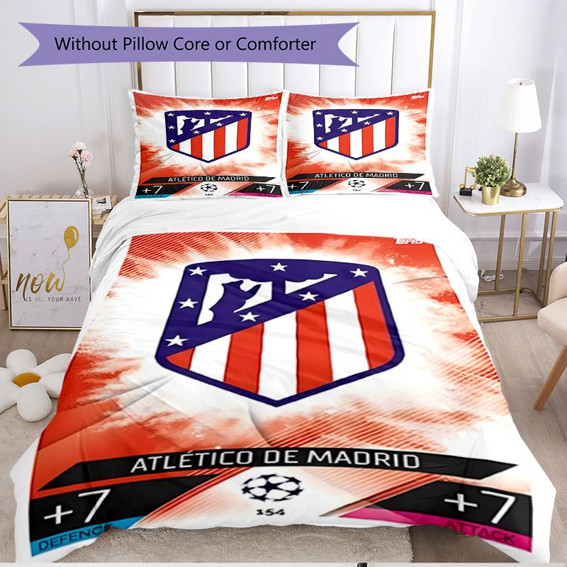 3pcs Duvet Cover Set (1*Duvet Cover + 2*Pillowcase, Without Core), football club Print Soft All‑Season Bedding Set, Home Bedroom Decor Gift
