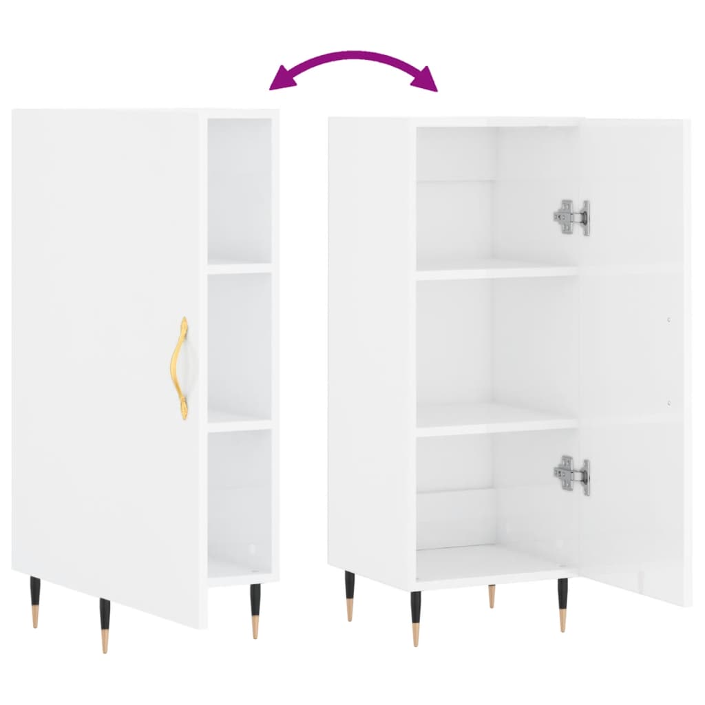 Sideboard High Gloss White 34.5 x 34 x 90 cm Engineered Wood