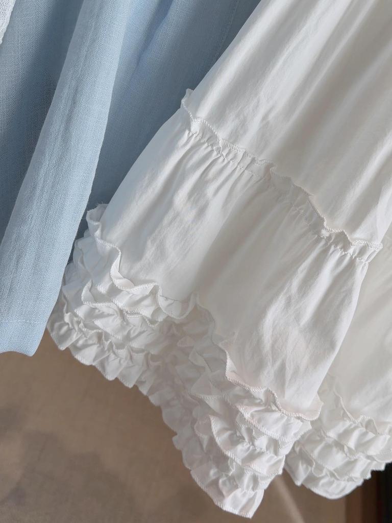 White Sweet Ruffled A-line Midi Skirt - Women's Summer High-Waisted Versatile Petite Style