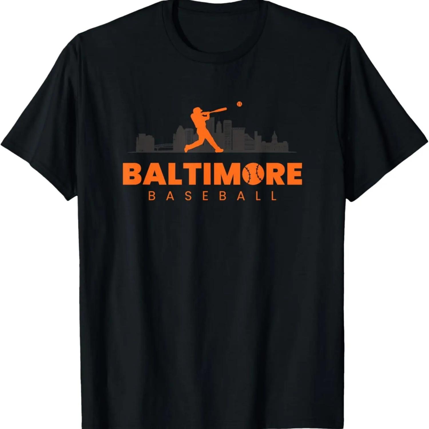 

Baltimore Baseball Minimalist City Skyline Baseball Lover T-Shirt S чёрный