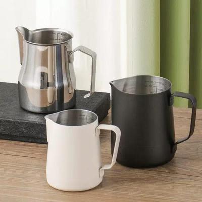 Italian 304 Stainless Steel Latte Art Milk Frothing Pitcher with Embossed Pointed Spout - Large Belly Design for Home Use