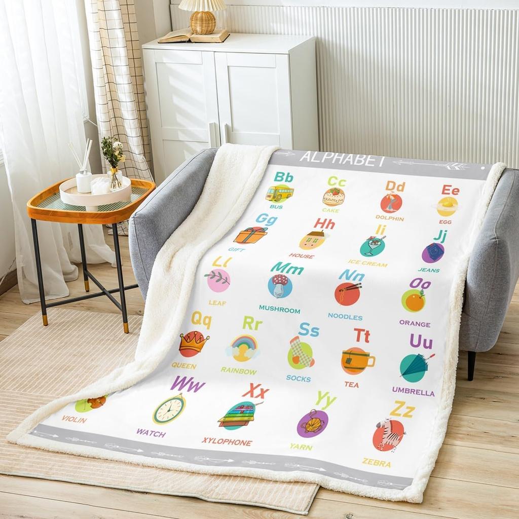 Counting Numbers Educational Blanket Soft Sherpa Throw Learning Tool for Kids Math Practice Bedroom Nursery Decor