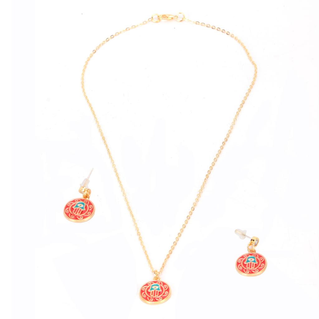 Necklace Earrings Set Red Stylish Simple Pendant Eardrop Suit for Clothing Decoration Gifts