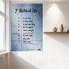 7 Livets Regler Metallplåtskylt Motiverande Citat Väggdekor med Handskriven Stil för Hem Bar Café Kontor Dekoration