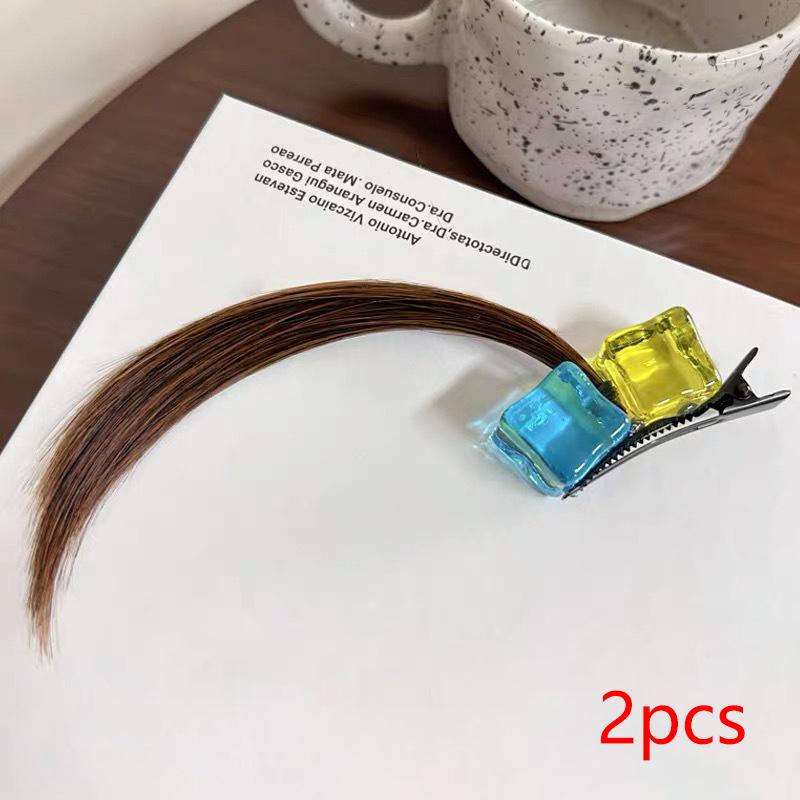 2Pcs Funny Silly Hair Clip Female Anime Cosplay Wig Small Braid Side Bangs Duckbill Clip Side Clip Cute Hair Accessories Gifts