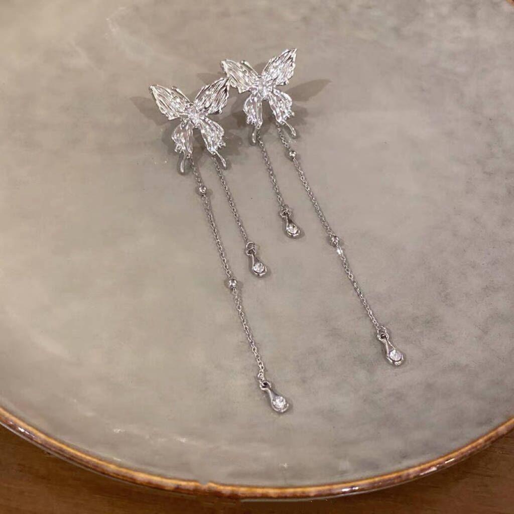 

Серьги-кисточки «Сон бабочки»: Дизайн феи-эльфа высокого класса для женщин Liquid Butterfly Tassel Studs