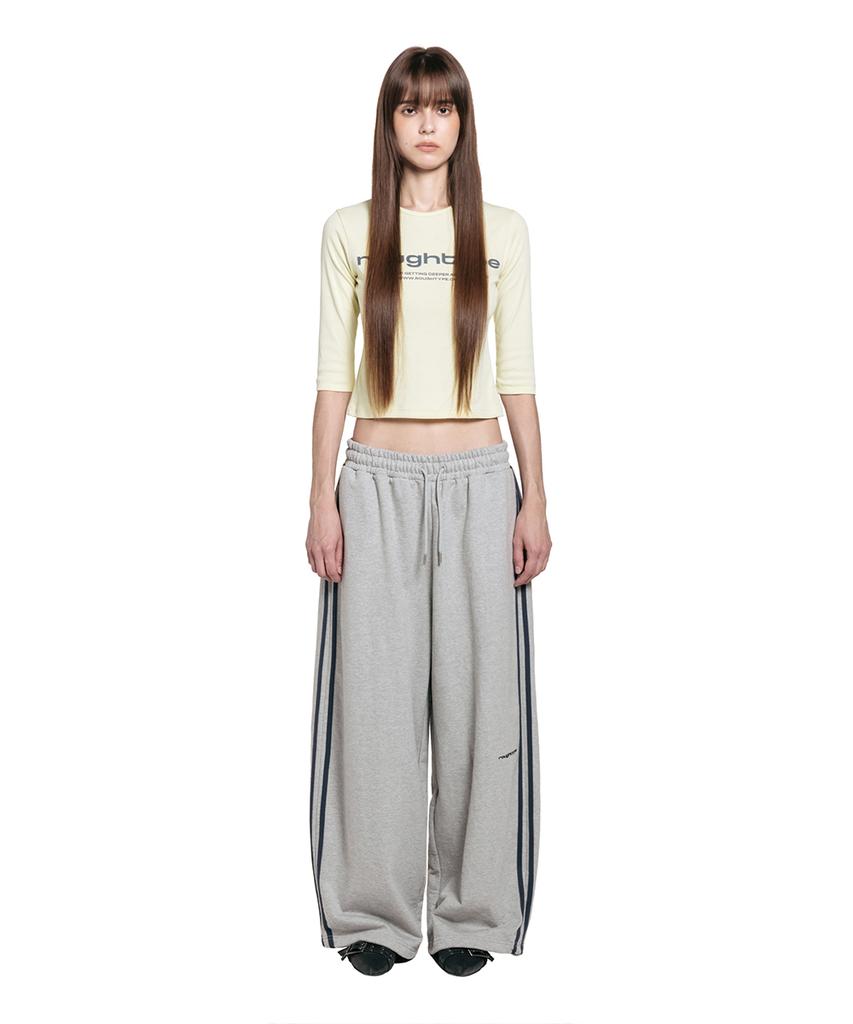 Lotaib Lettering U-Neck Half-Sleeved T-Shirt - Lemon