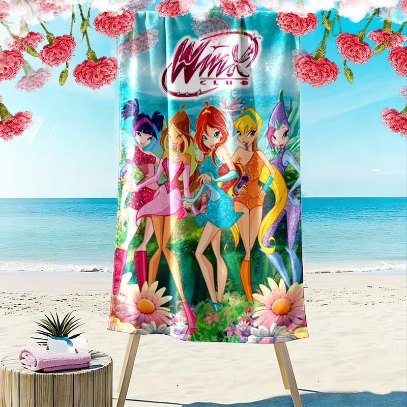 Winx Club Print Beach Towel, Large Soft Quick Dry Towel for Beach Camping Swimming