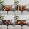 Home Decor Christmas Plaid & Holly Pillow Suitable For Sofa Bedroom Car Pillow Cover Cushion Rectangular Back Cushion