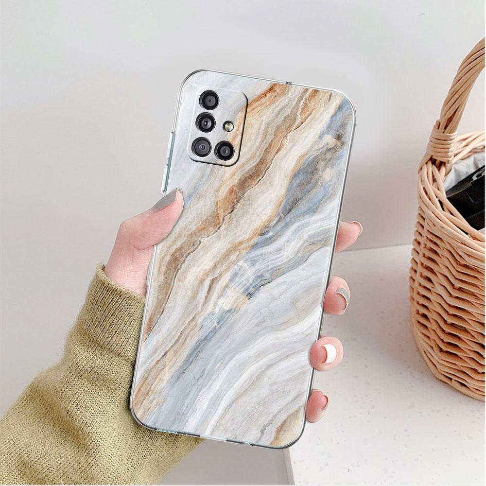 Clear Case For Samsung Galaxy A52 A12 A51 A32 A21s A71 A32 A22 50 A70 A31 A72 5G Phone Cover Granite Marble