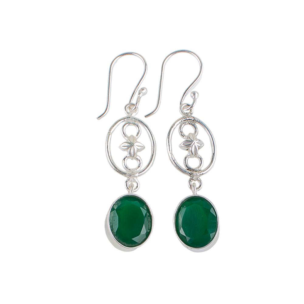 Green Onyx Gemstone 925 Sterling Silver Jewelry Handmade Dangle Earrings 2.00" EE-17-16