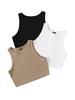 Toochki Top for Women | Spandex Crop Tops | Black White Beige Grey | Short | Western | Pack of 3 Combo