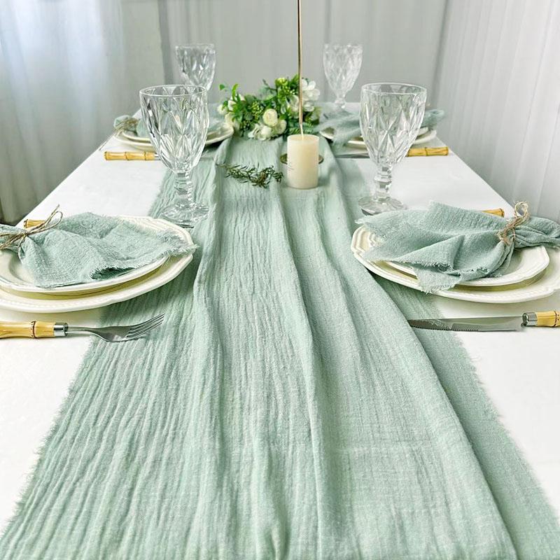 Alergări de masă de Crăciun din tifon de bumbac rustic, din pânză de pânză, textura de bavură retro, accesorii de nuntă vintage, lenjerie de decorațiuni pentru casă