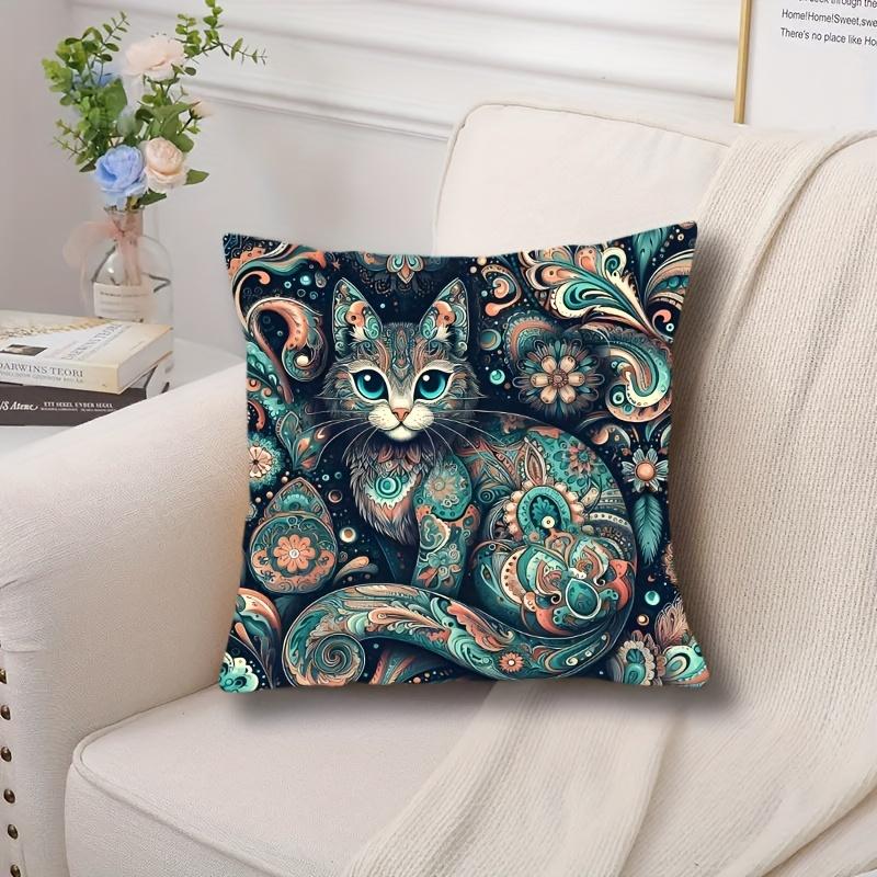 Cat Pattern Cushion Covers Chair Living Room Pillowcase Cozy Zipper Sofa Pillow Covers Animal Bedroom Indoor Home Decor