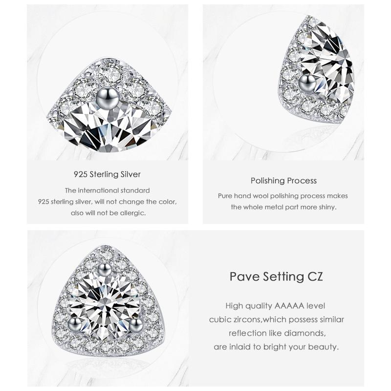 MODIAN Luxus-Dreieck-Ohrstecker aus 925er-Sterlingsilber für Damen, funkelnde klare CZ-Ohrstecker, feiner Hochzeitsschmuck