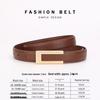 Women's Fashionable Gold Buckle Leather Belt - Versatile Cowhide Waistband for Dresses and Pants