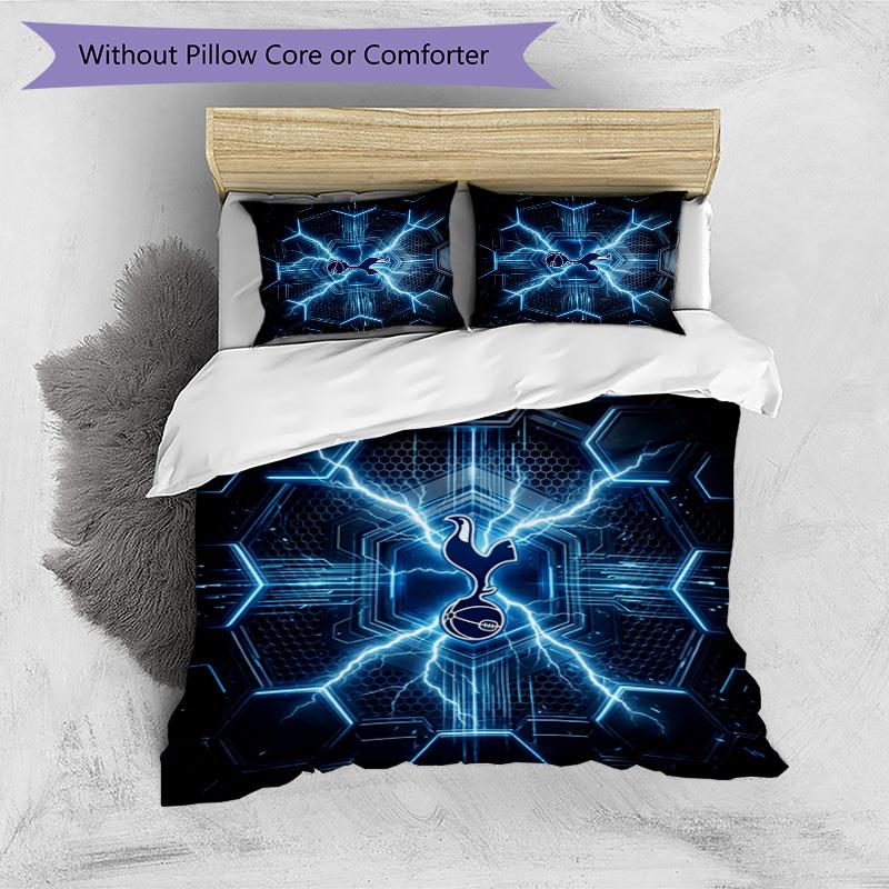 Set Lenzuola 3 Pezzi Stampato Tottenham Hotspur Morbido Delicato sulla Pelle Lavabile Copripiumino e Federe Set Tutte le Stagioni Camera da Letto