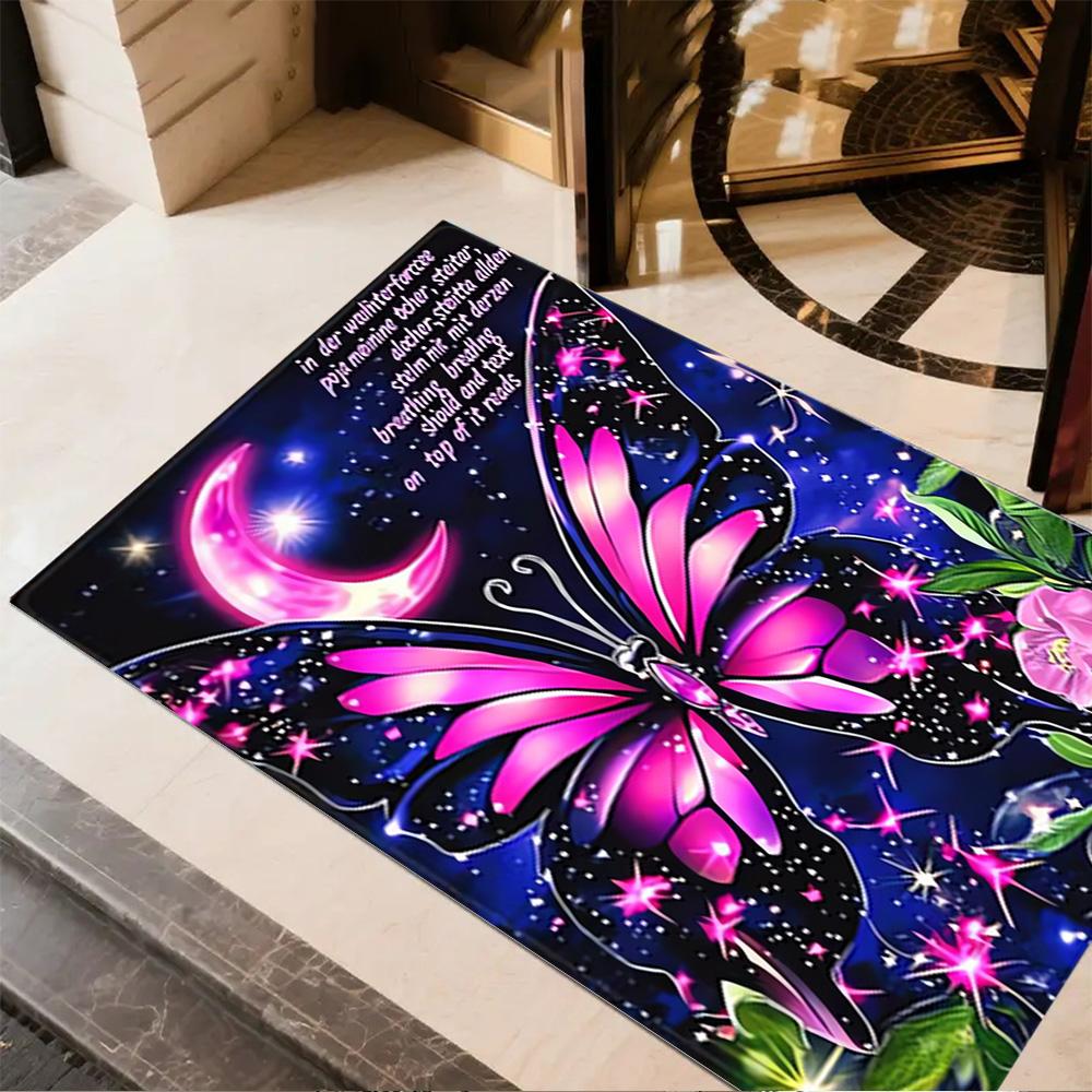 1pc Butterfly Design Home Carpet Non-slip Office Decor Gift Living Room Bedroom