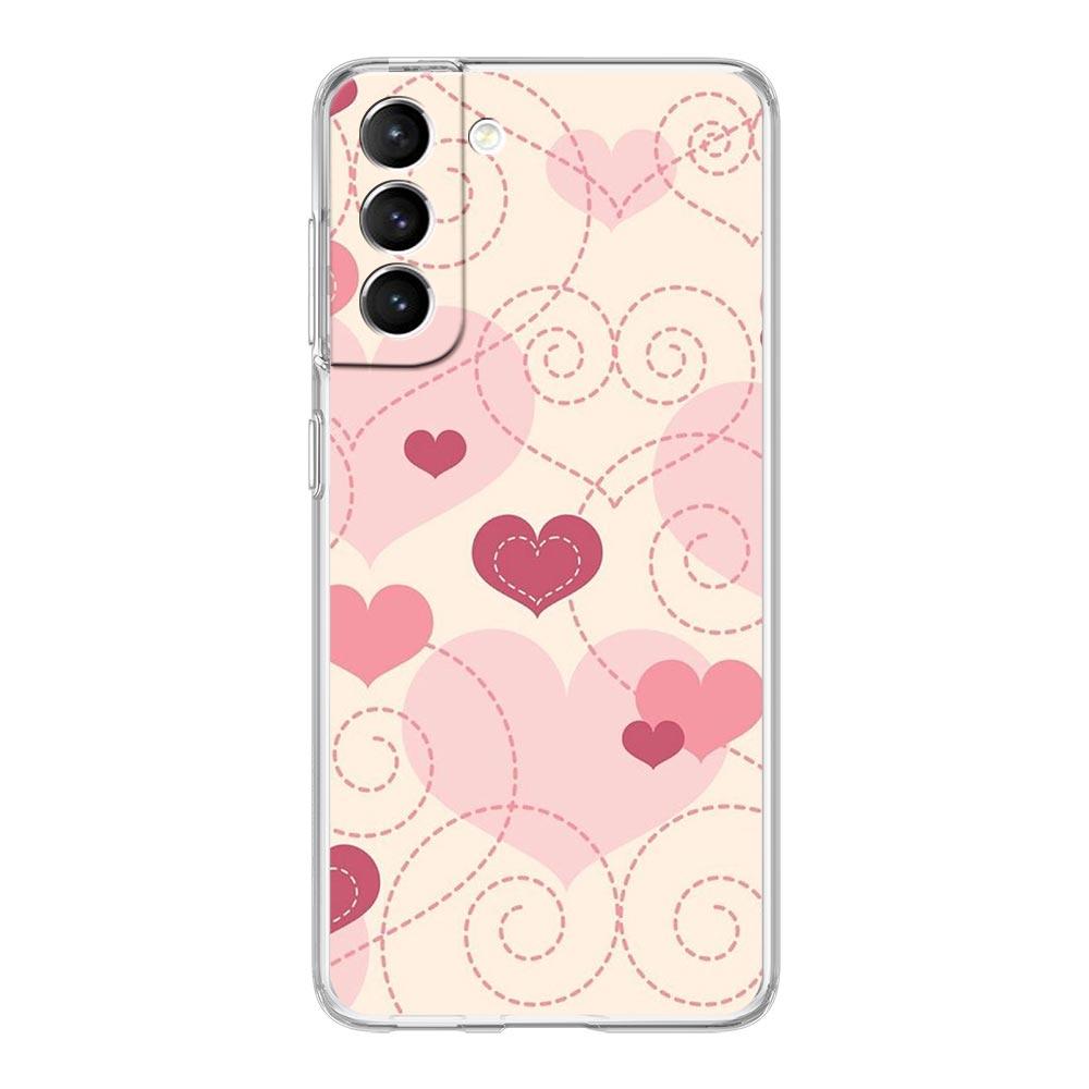 Gold Pink Rose Glitter Hearts Clear Phone Case For Samsung Galaxy S23 S22 5G S20 Ultra S21 FE 5G S10E S9 S8 S10 Plus Soft Cover