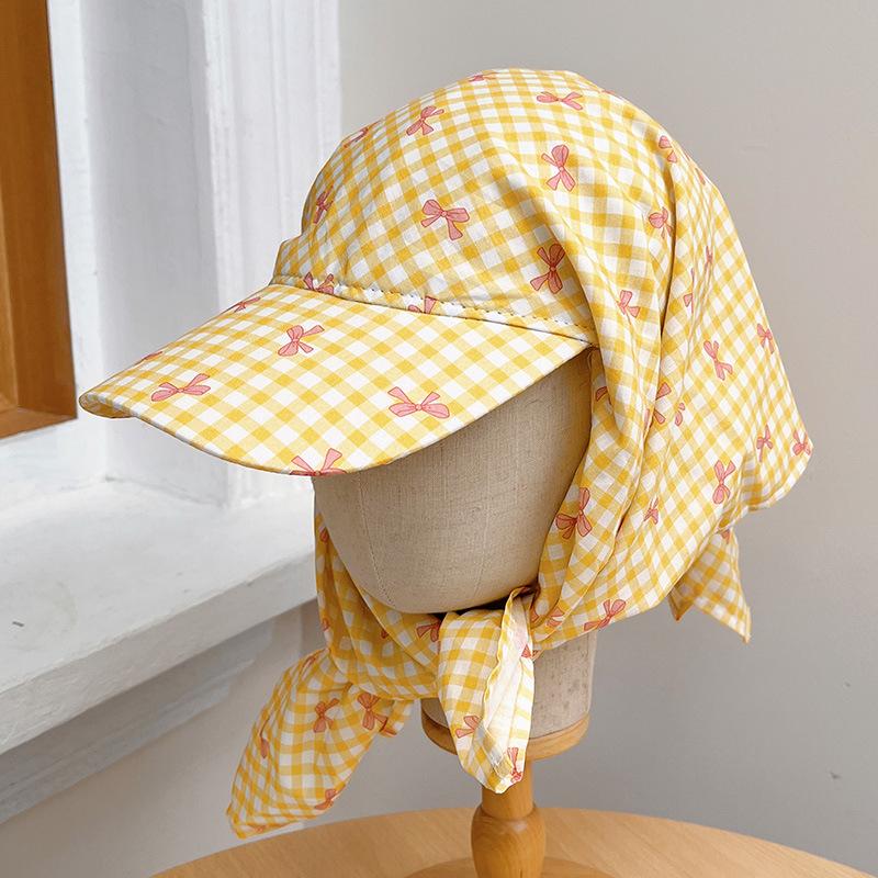Korean Version, Color Blocked Quick Drying Headscarf, Duck Tongue Hat, Summer Sun Protection, Neck and Face Protection, Sun Headscarf, Headgear