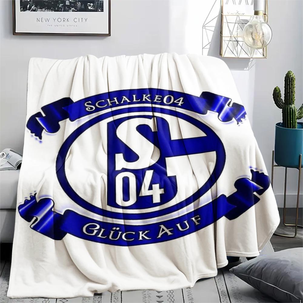 1PC Schalke 04 Print Flannel Blanket, High Quality Comfortable for All Seasons, Home Decor, Warmth and Comfort, Perfect for Christmas Gifts