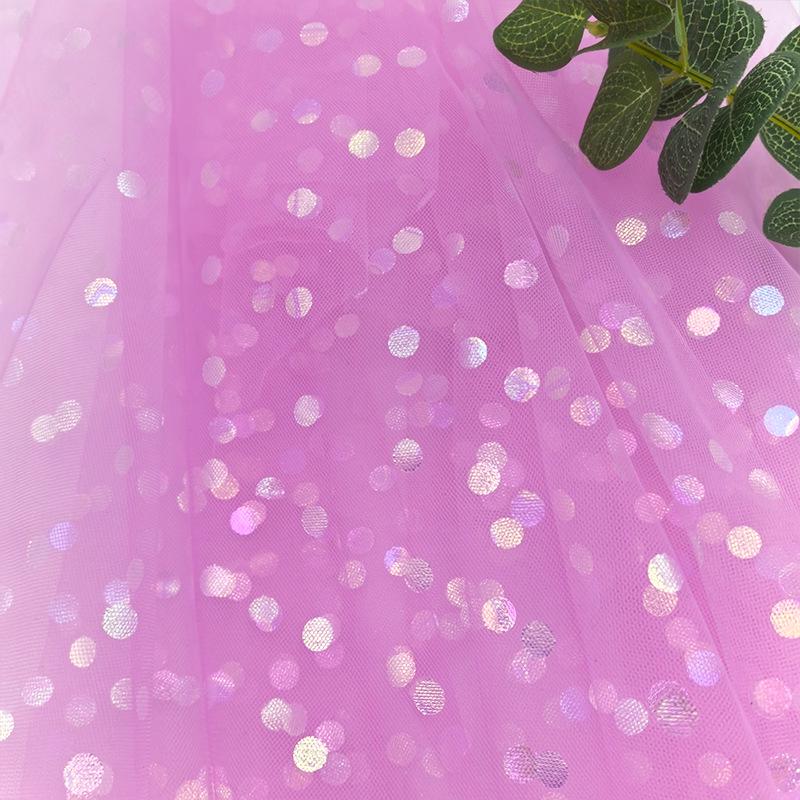 Fantasy Seven-Color Polka Dot Mesh Fabric for Costumes and Crafts