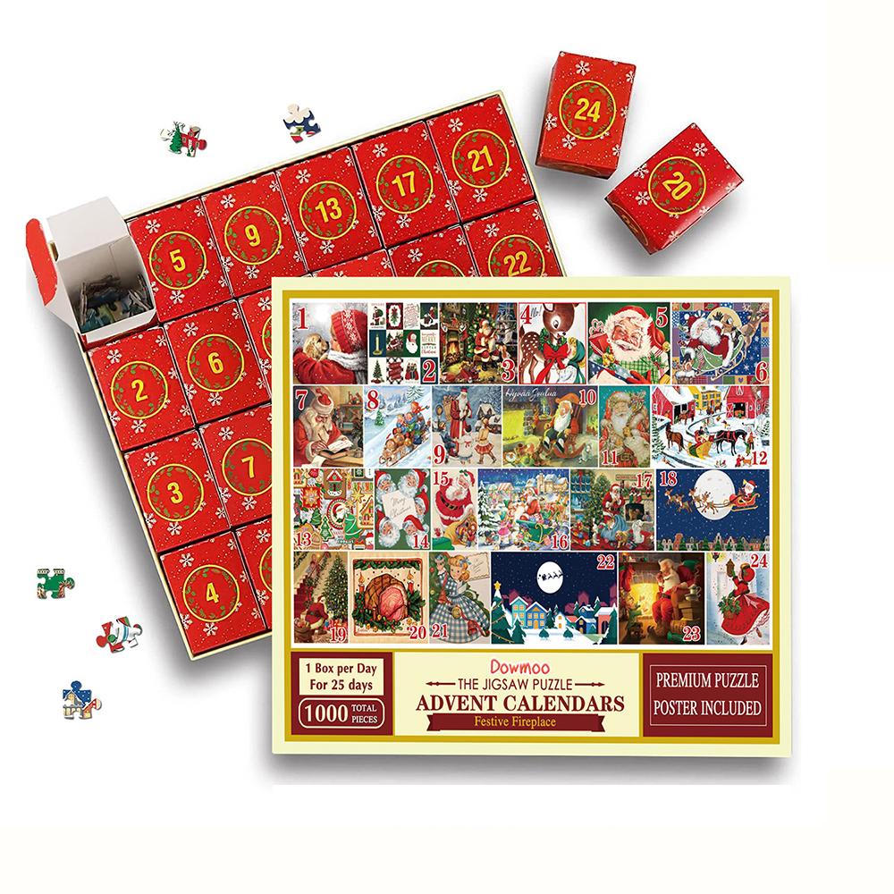 

Christmas Advent Christmas 24 grid calendar puzzle, Christmas handmade DIY Calendar, Christmas Creative Countdown Calendar