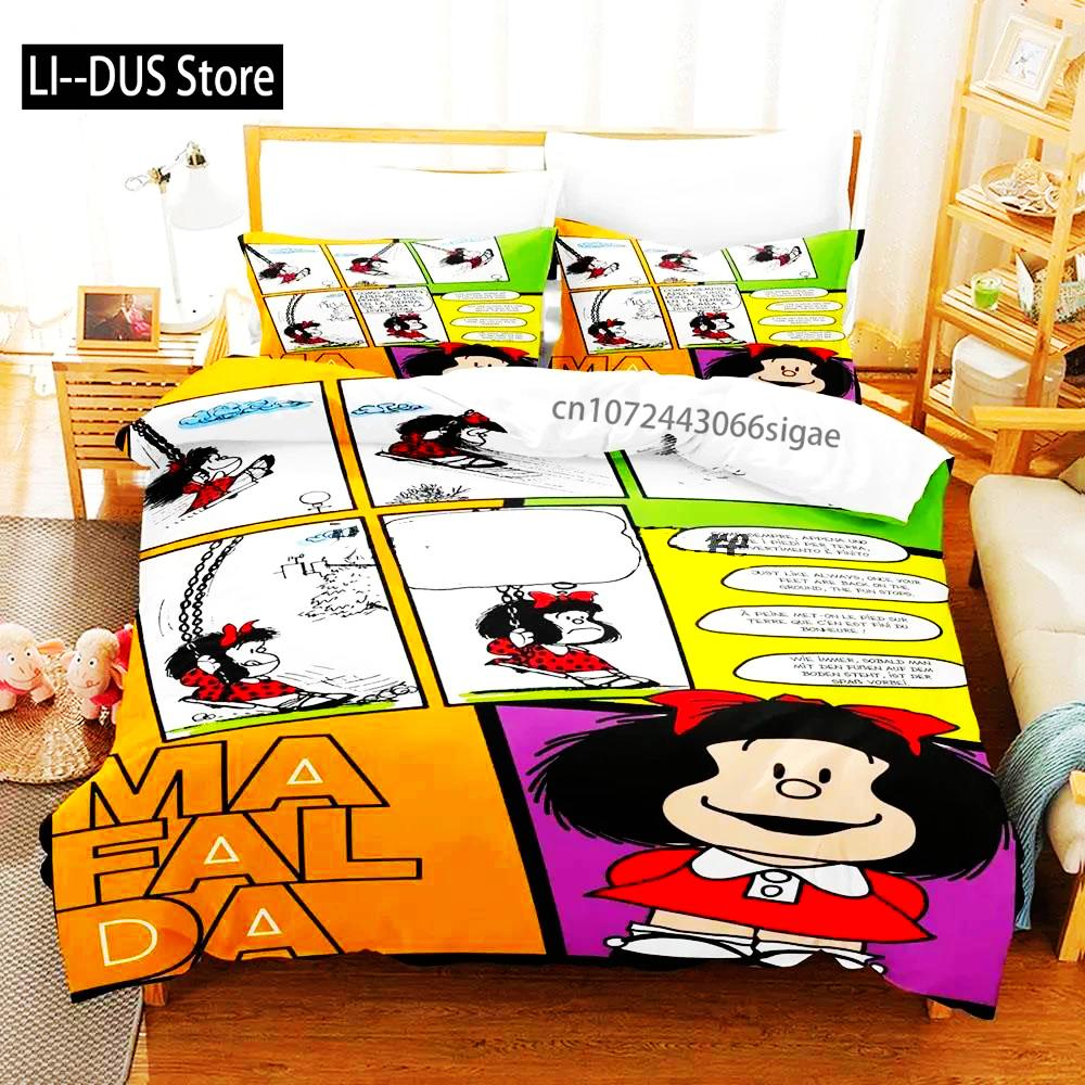Mafalda Boys Bedroom Bedding Single Twin Full Queen King Size Aldult Duvetcover 3D Anime Bed Sheet Set 2024 Quilt Cover Pillowca