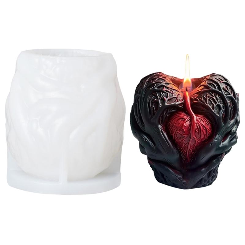 Silicone Molds Halloween Holding Heart Candle Molds Casting Molds Handmade Plaster Molds Craft Supply for Candle Making