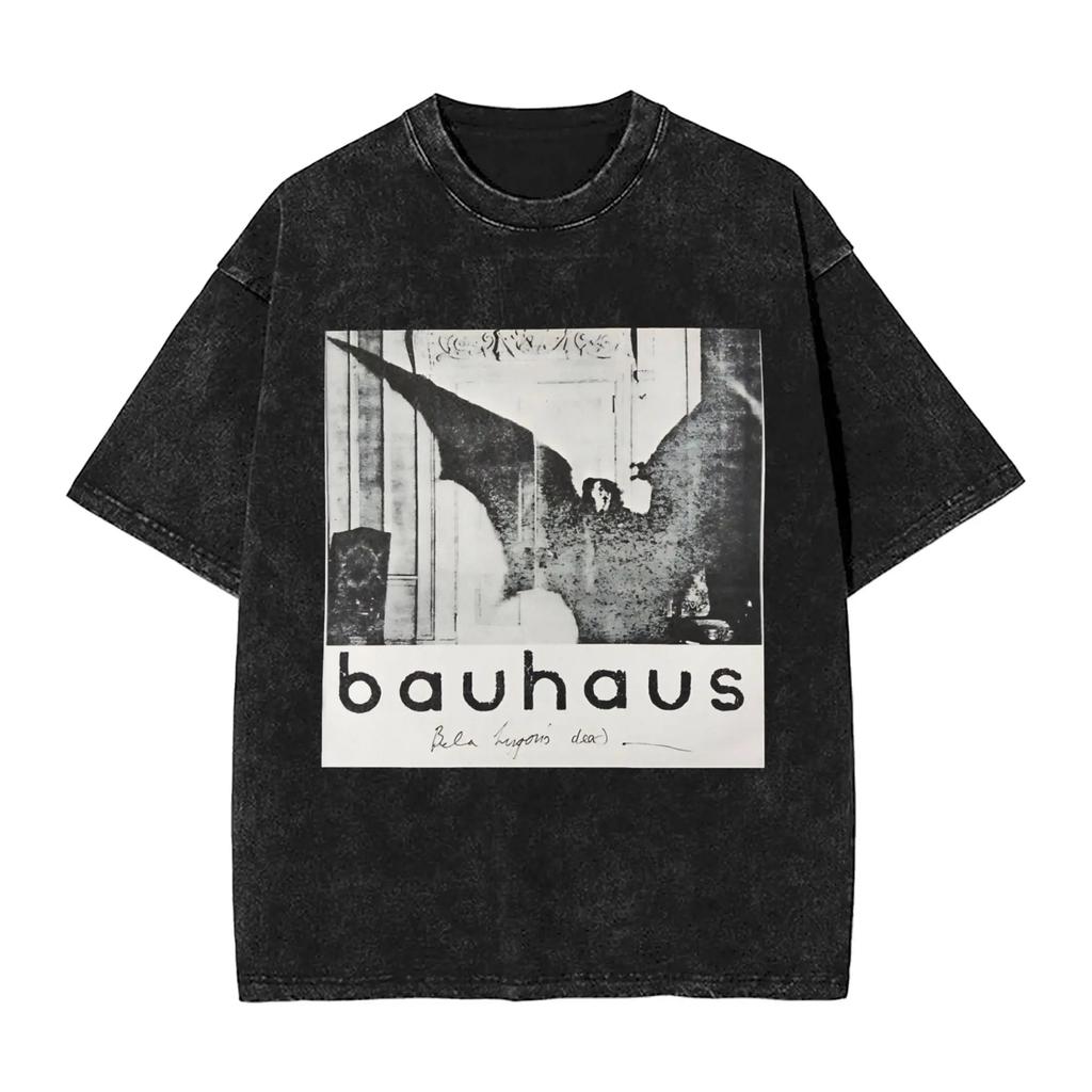 Classic Gothic Rock Pioneer Band Bauhaus Graphic Print Retro Washed TShirt Men Women Cotton Summer New Tee Casual Oversized Top