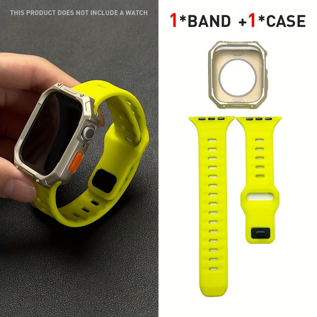 2pcs Adjustable Strap + Hollow Out TPU Shockproof Case For Apple Watch Ultra/SE/10-1 Soft Smartwatch Accessories