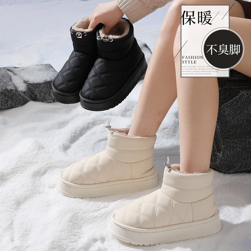 High-top thick-soled cotton slippers for women to wear outside in winter new home indoor plush waterproof warm cotton shoes