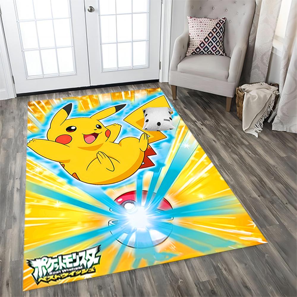 Alfombra Pikachu Ráfaga de Energía para salas de estar, dormitorios, decoración del hogar y como regalos.