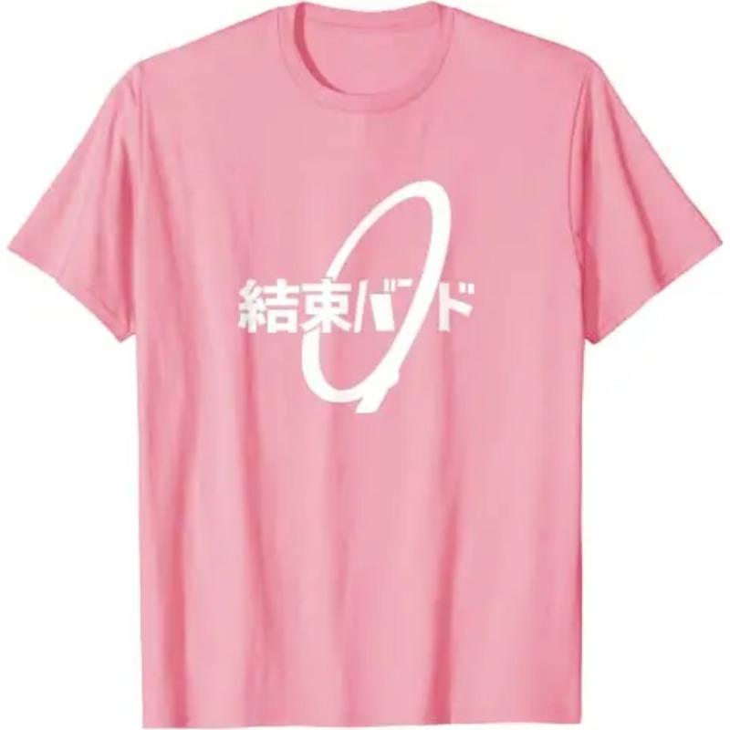 Pattern T-shirt Top Letter Print Aesthetic Clothing Chinese Characters Hiragana End Band Rock Band T-shirt
