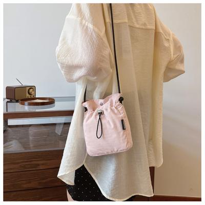 Summer Mobile Phone Bag Women Fashion Walking Small Fabric Pouch Lightweight Drawstring Shoulder Messenger Bag