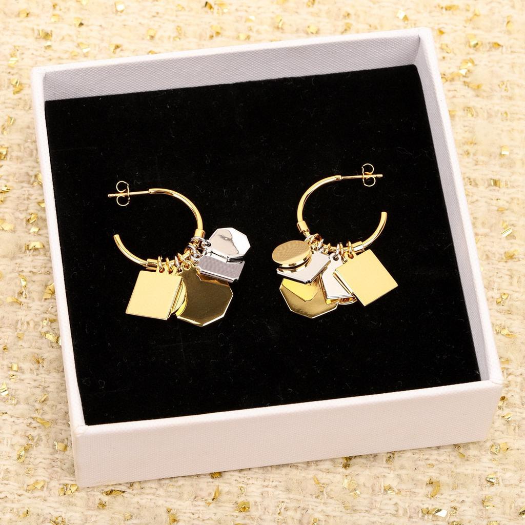 Lates Hot Brand Vintage Earrings for Women Luxury Jewelry Fashion Geometry Gold Sliver Designer Eardrop Lady Party Stud Earrings