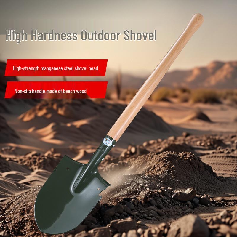 Changlin 108A Combat Shovel, Extended Manganese Steel, Beech Wood Handle, 80CM Length Extended Version