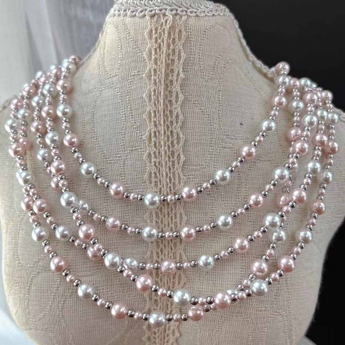 

Vintage High Quality Artificial Seawater Pearl Necklace Collarbone Chain Sweater Chain Necklace
