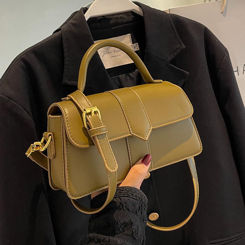 2023 New Pure Color Retro Vintage Delicate Handheld Stylish Embroidery Thread Shoulder Crossbody Square Bag