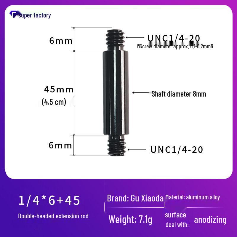 Aluminum Alloy Tripod Extension Rod with 1/4 Screw and 3/8 Interface for Light Stands and Camping