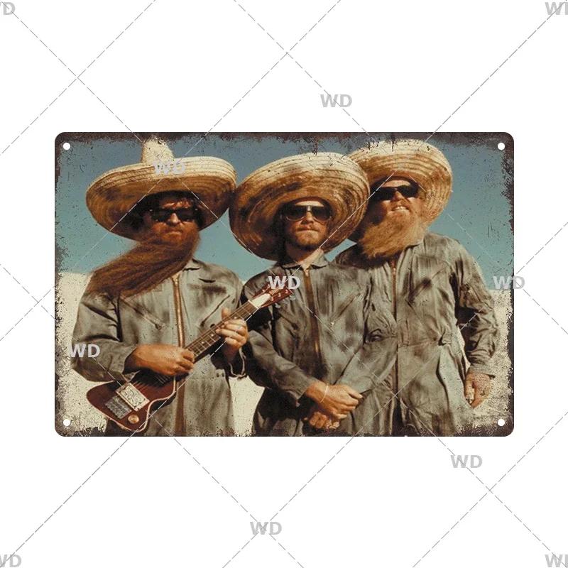 Tin Sign ZZ TOP Rock N Roll Poster Decorative Plaque Metal Signs Retro Vintagge Wall Plate For Home Club Pub Gift Wall Decor