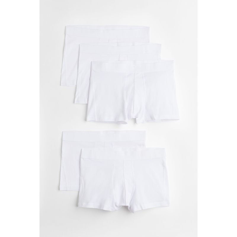 

HM Летнее мужское нижнее белье Эластичный трикотаж Повседневные боксеры-брифы средней посадки для мужчин, 5 штук 1070268 White 160/90